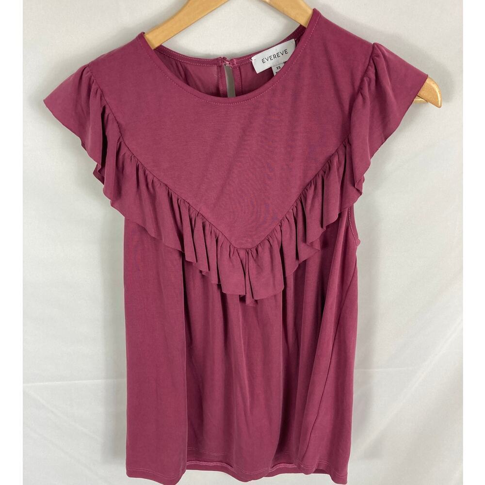 Evereve Ruffle Top Purple Blouse Size XS